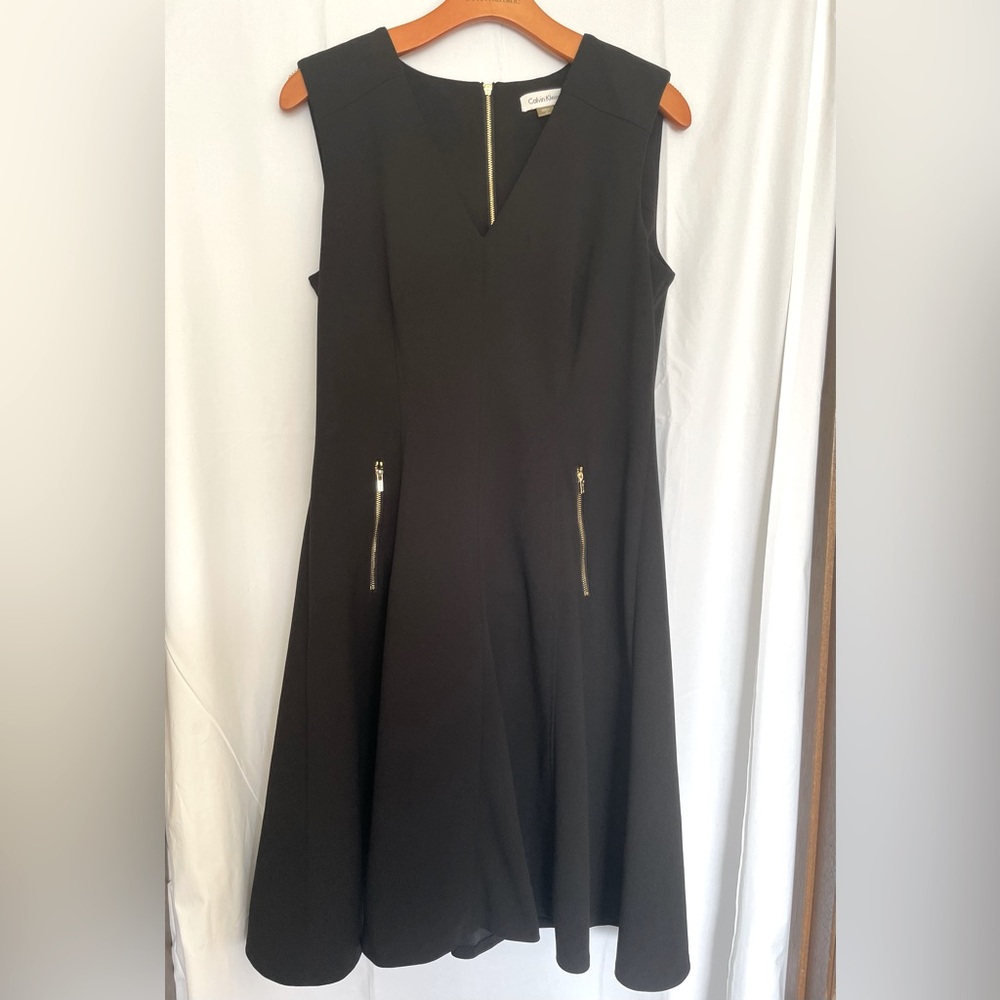 Calvin Klein Black Fit & Flare Dress – Size 10